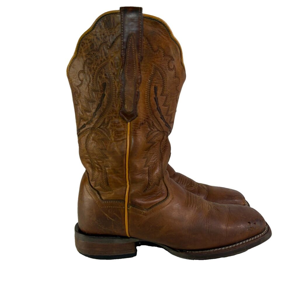 Dan Post Square Toe Brown leather Cowboy Boots Embroidered Women’s 8.5M